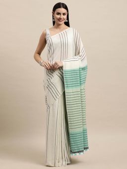 ArtEastri - Off White Cotton Handloom Saree without Blouse