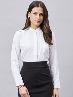 Style Quotient - Women Solid White Polyester Regular Fit Formal Shirt