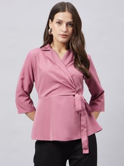Style Quotient - Women Pink Solid Overlap Top