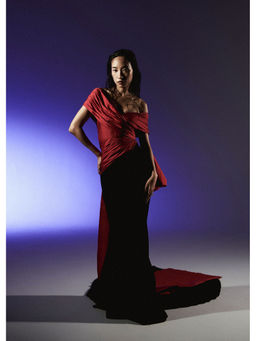 Manika Nanda - Black Dual Tone Long Trumpet Gown
