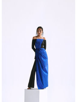 Manika Nanda - Blue Draped Contrast Co-Ord (Set of 2)