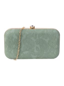 Walkway - Green Embroidered Clutch for Women (M)