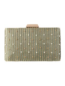 Walkway - Green Sequined Clutch for Women (M)