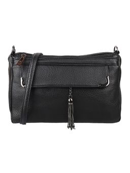 Walkway - Black Textured Mini Sling Bag for Women (M)