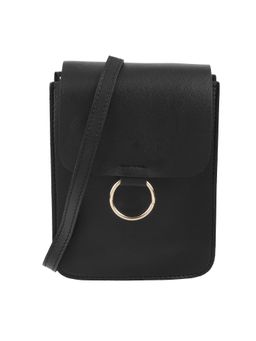 Walkway - Black Solid Mobile Sling Bag for Women (S)