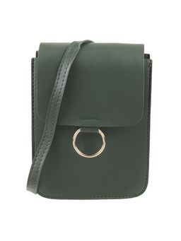 Walkway - Green Solid Mobile Sling Bag for Women (S)