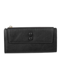 Walkway - Black Textured Wallet for Women (S)