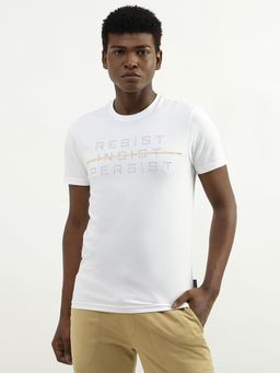 United Colors of Benetton - Cotton Printed Round Neck Men T-Shirt-White