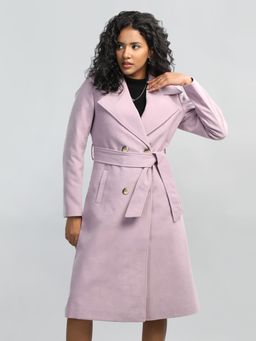 HONNETE - Lilac Solid Casual Notched Lapel Coat (Set of 2)