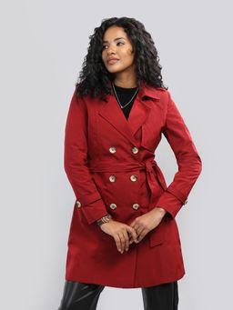 HONNETE - Red Solid Casual Notched Lapel Coat (Set of 2)