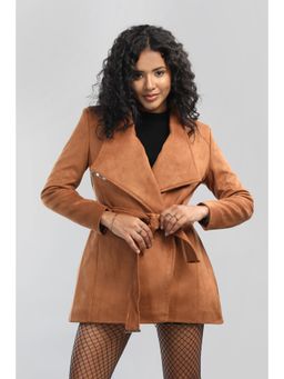 HONNETE - Tan Solid Casual Notched Lapel Coat (Set of 2)