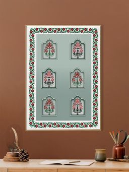 Nestroots - Mughal Marvels In Green Gold Frame Wall Painting