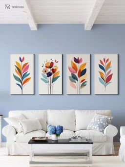 Nestroots - Bouquet Of Colorful Flowers Wall Paintings Canvas (Pack of 4)