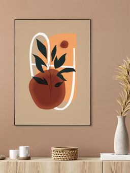 Nestroots - Vibrant Floral Leaf Canvas Art Black Frame Wall Painting