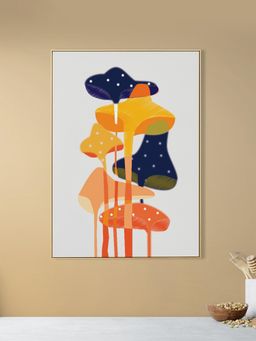 Nestroots - Whimsical Mushroom Canvas Artwork Gold Frame Wall Painting