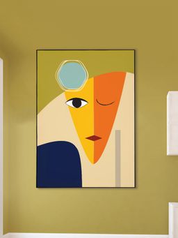 Nestroots - Vibrant Abstract Face Artwork Black Frame Wall Painting