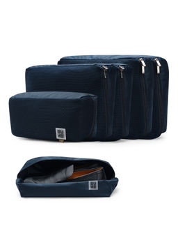 EUME - Polyester Travel Pouch and Travel Organizer Small Medium Large and Slim Navy Blue (Set of 4)