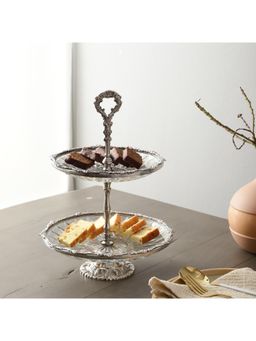 De Maison Decor - Silver Spearhead Crystal Double Cake Stand