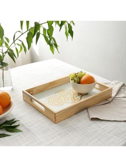 De Maison Decor - Small Zamora White Embossed Glass Tray