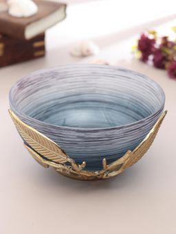 De Maison Decor - Wavy Grey and Gold Enchanted Vine Glass Bowl