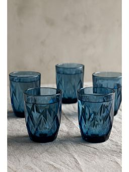 Smartserve - Transparent Blue Lead Free Glass 280ml Water or Juice Glasses (Pack of 6)