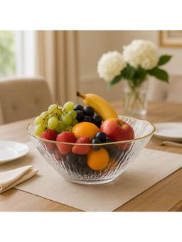 Smartserve - Transparent Lead Free Glass 1350ml Fruit Gold Rim Bowl