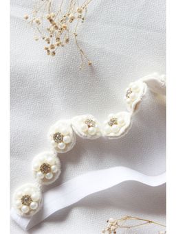 Choko - Kids Pearl Flower Detailing Headband-White