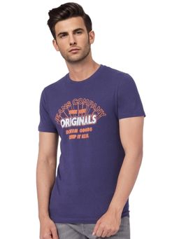 Jack & Jones - Blue Logo Print Crew Neck T-shirt