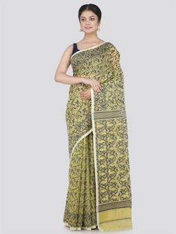 PinkLoom - Women's Soft Cotton Jamdani Saree Without Blouse Piece, Beige