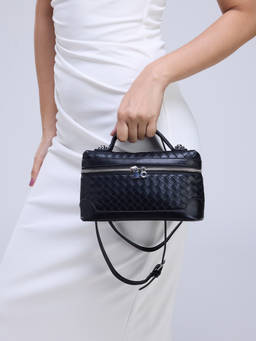 RSVP by Nykaa Fashion - Black Textured Vanity Case Sling Bag For Women