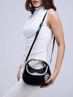 RSVP by Nykaa Fashion - Black Stitch Detail Mini Top Handle Sling Bag For Women