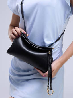 RSVP by Nykaa Fashion - Black Dual Ring Tassel Sling Bag For Women