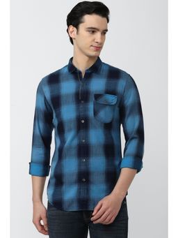 Peter England - Men Blue Slim Fit Casual Shirt