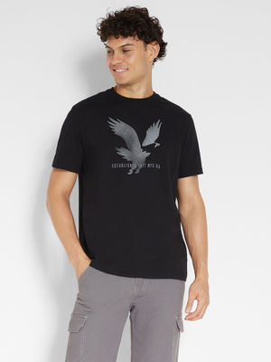 Buy American Eagle Men Black Logo Graphic T-Shirt Online
