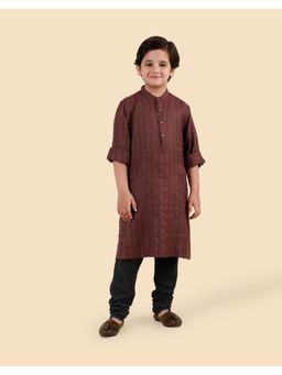Fabindia - Wine Viscose Blend Long Kurta