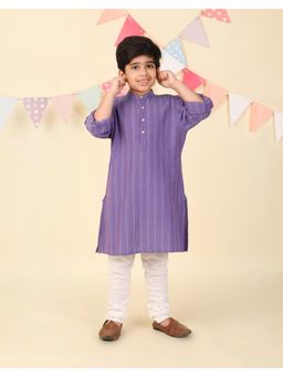Fabindia - Purple Cotton Dobby Long Kurta