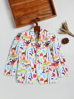 JBN Creation - Boys Multi-Color Cotton Blend Printed Blazer