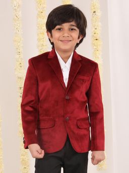 JBN Creation - Boys Maroon Velvet Blazer