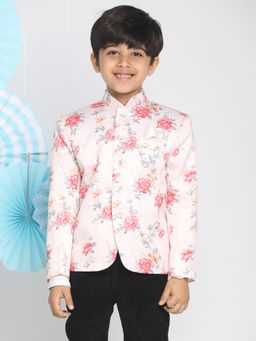 JBN Creation - Boys Stain Peach Floral Jodhpuri Coat