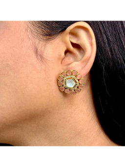 Shop Naymee - Graceful Pink Kundan and Polki Studs