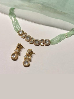 Shop Naymee - Mehr Polki Green Necklace and Earrings Set