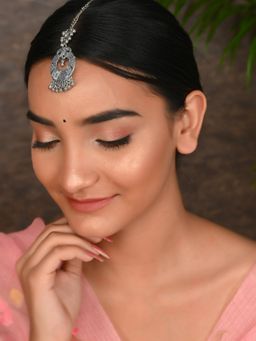 Silvermerc Designs - Silver Plated Oxidised Handcrafted Ghungroo Maang Tikka