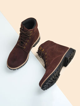 Louis Stitch - Men Brunette Brown Mid Ankle Suede Leather Casual Boots