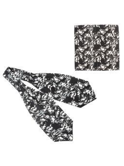 The Tie Hub - Black Silk Cravat and Pocket Square Combo