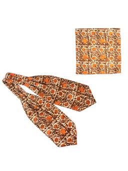 The Tie Hub - Brown Silk Cravat and Pocket Square Combo