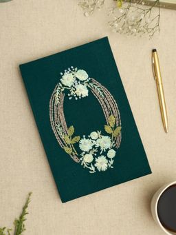 Design Gaatha - Bottle Green Cotton Hand Embroidered Diary