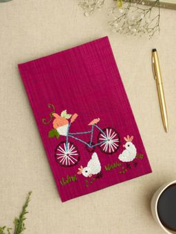 Design Gaatha - Deep Coral Pink Dupion Hand Embroidered Diary