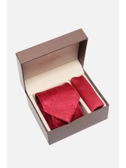 Van Heusen - Men Red Party Tie & Pocket Square