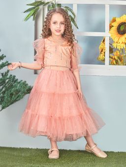 Lil Peacock - Peach Girls Ghagara Choli (Set of 2)