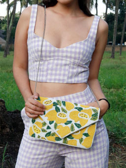Odette - Yellow Printed Sling and Cross bags Bags